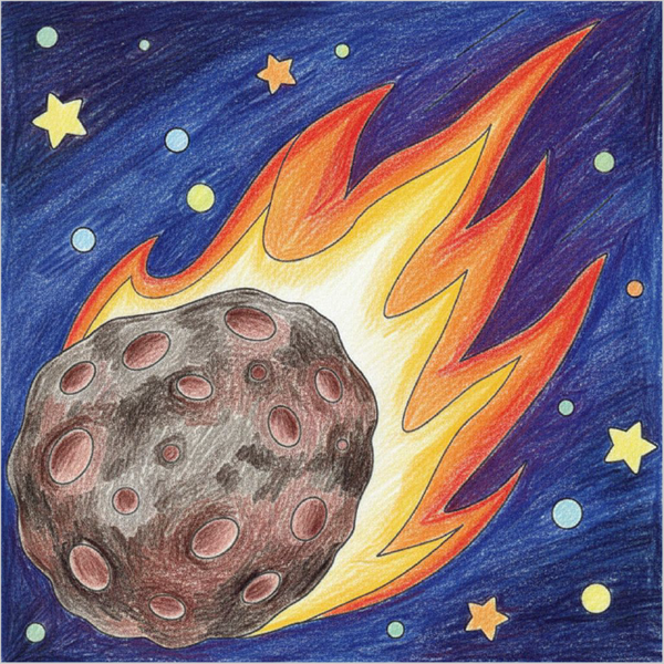 How to Draw a Meteor – Simple Step-by-Step Space Drawing for Kids