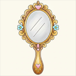 Young artist guide showing how to draw a mirror easily.