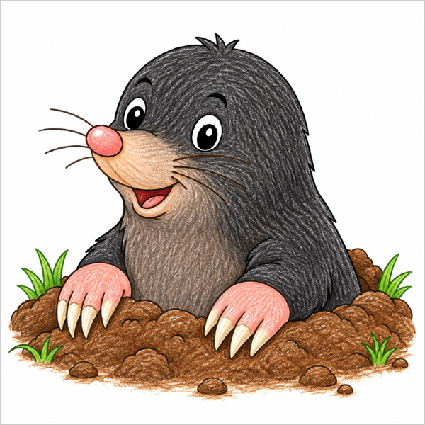 How to Draw a Mole – Easy Step-by-Step Animal Drawing for Kids