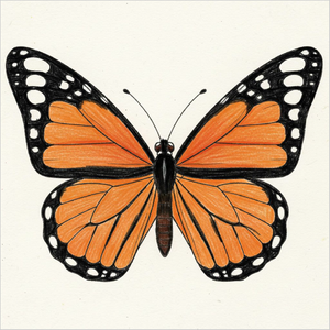 Cute Monarch Butterfly sketch easy for children to enjoy.