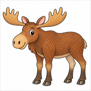 Step-by-step moose drawing tutorial for kids showing how to draw a moose with simple shapes and easy lines.
