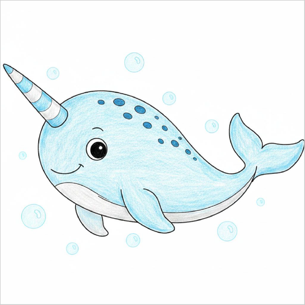 How to Draw a Narwhal – Step-by-Step Arctic Animal Drawing for Kids