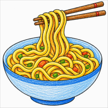 How to Draw Noodles – Easy Step-by-Step Food Drawing for Kids