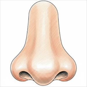 How to draw a nose step-by-step for kids in an easy face drawing tutorial using simple shapes and lines.