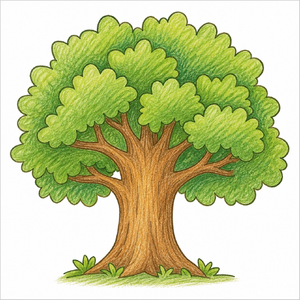 Cute oak tree illustration for children