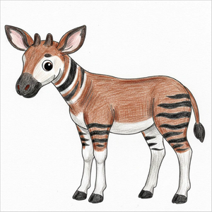 Printable okapi drawing sheet for creative learning activities.