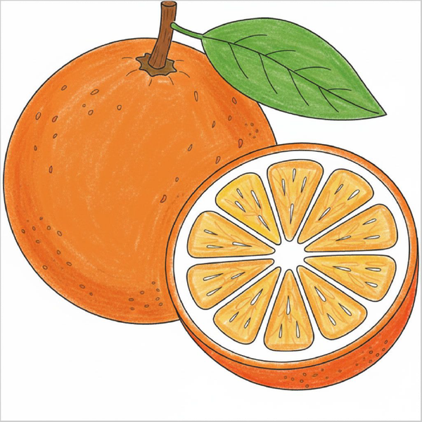 How to Draw an Orange – Step-by-Step Fruit Drawing for Kids