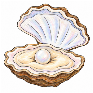 Step-by-step oyster drawing tutorial for kids showing how to draw an oyster with simple shapes and easy lines.