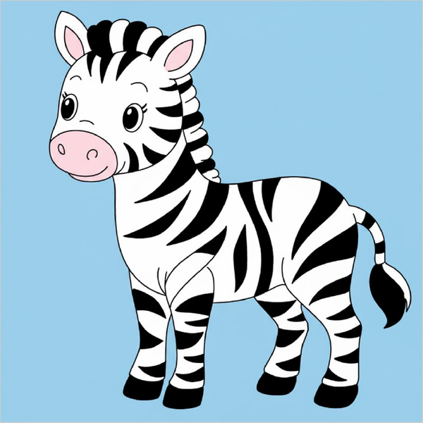 How to draw a zebra for kids step by step, easy zebra drawing tutorial for beginners and children to follow simply
