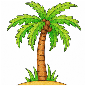 Young artist guide showing how to draw a palm tree easily.