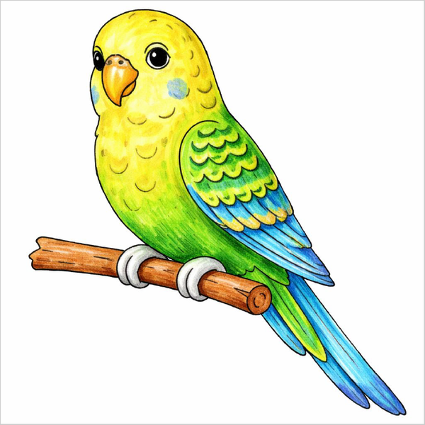 How to Draw a Parakeet – Simple Colourful Bird Drawing for Kids