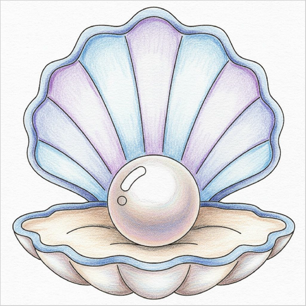 How to Draw a Pearl – Easy Step-by-Step Shell Drawing for Kids