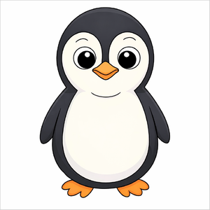 How to draw a cute penguin step by step, easy penguin drawing tutorial for kids and beginners with simple animal sketch