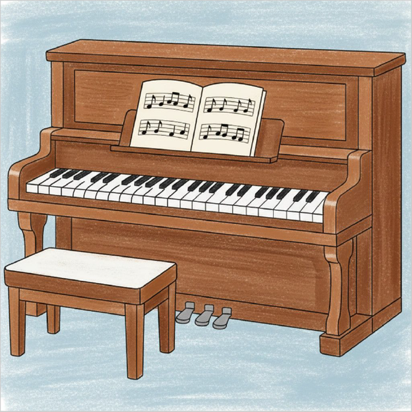 How to Draw a Piano – Step-by-Step Musical Instrument Drawing for Kids
