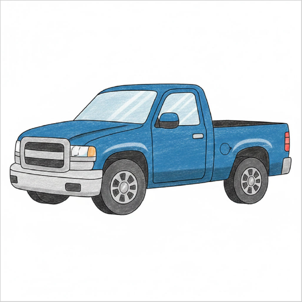 How to Draw a Pickup Truck – Simple Step-by-Step Vehicle Drawing for Kids