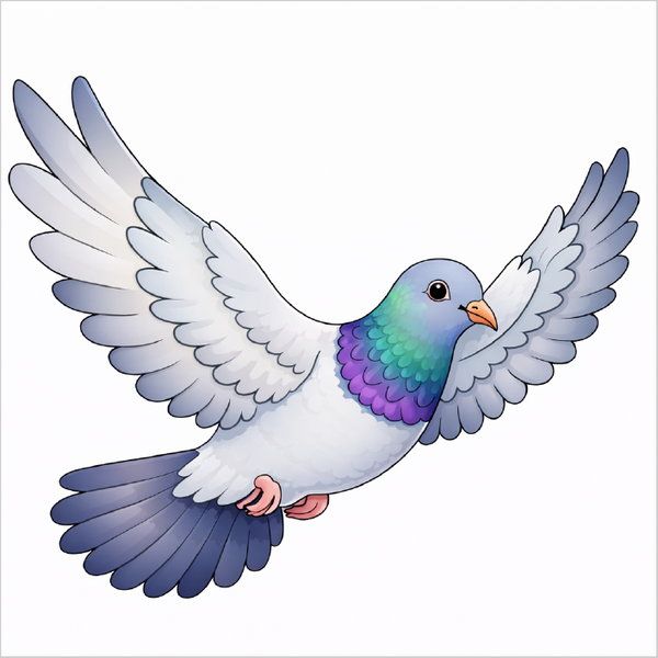 How to draw a flying pigeon step by step for kids, easy bird drawing tutorial, simple flying pigeon sketch guide for beginners