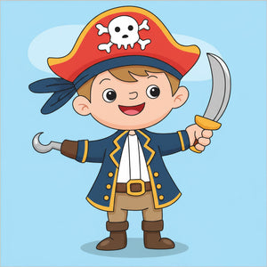 Easy pirate drawing for kids step by step, simple cartoon pirate sketch tutorial, cute character drawing guide for beginners