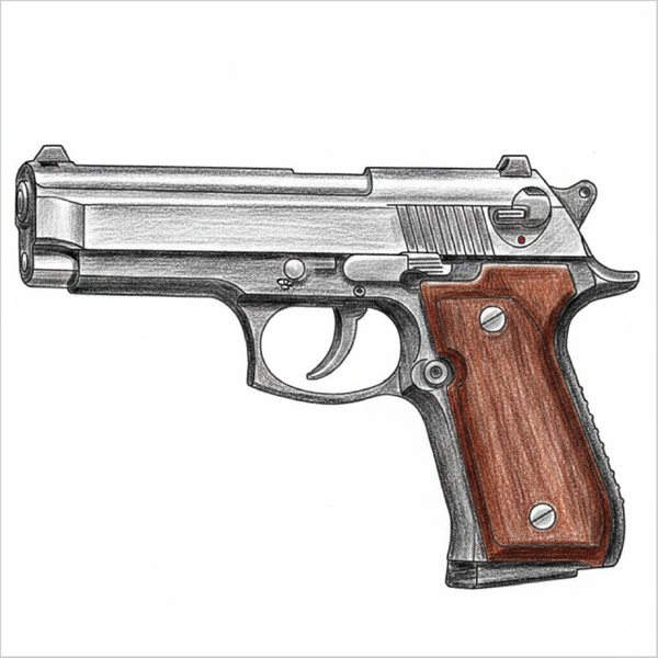 How to draw a toy pistol easily for kids using basic shapes and structured drawing steps.