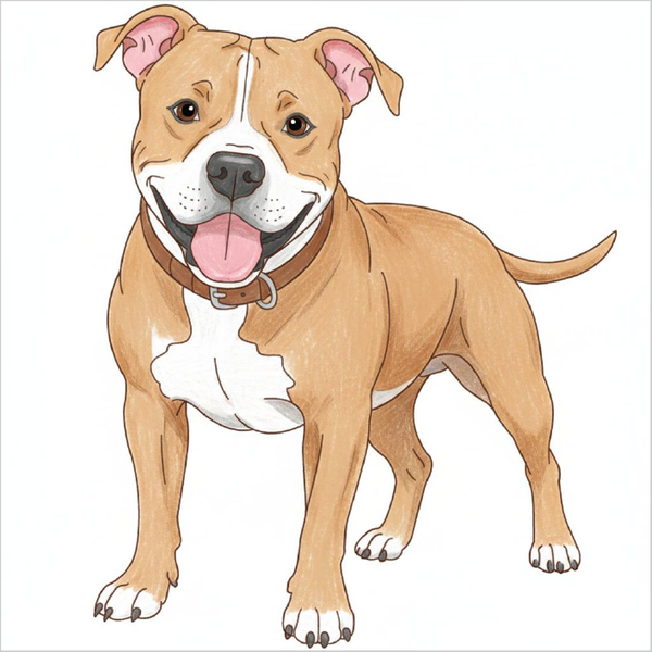 Simple Pitbull dog drawing with clear outlines.