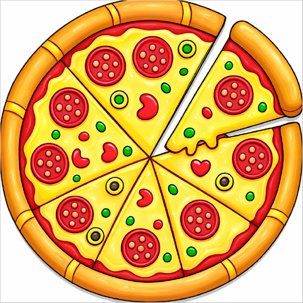 How to draw a pizza step by step for kids, easy circle pizza drawing tutorial, simple cartoon food sketch guide for beginners