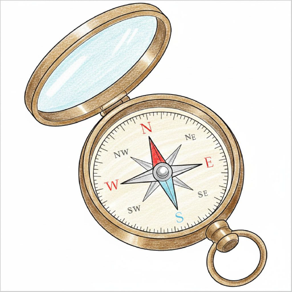 Easy pocket compass illustration for children.