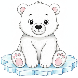 Printable polar bear drawing sheet for creative learning activities.