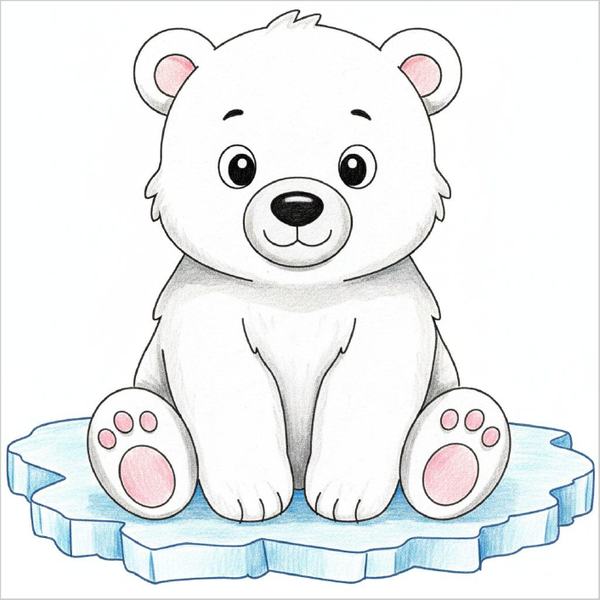 How to draw a polar bear easily for kids using basic shapes and structured drawing steps.