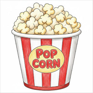 Fun popcorn bucket illustration with simple shapes for children