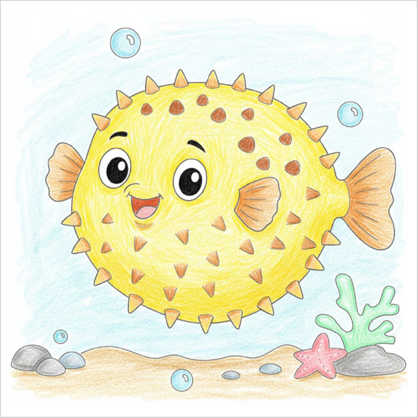 How to Draw a Pufferfish – Step-by-Step Fish Drawing for Kids