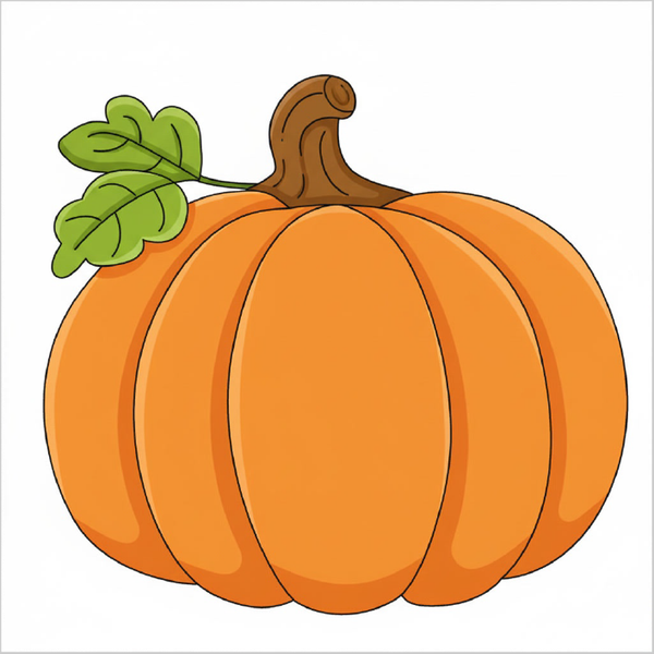 Easy pumpkin drawing for kids step by step, simple Halloween pumpkin sketch tutorial for beginners and children to follow easily