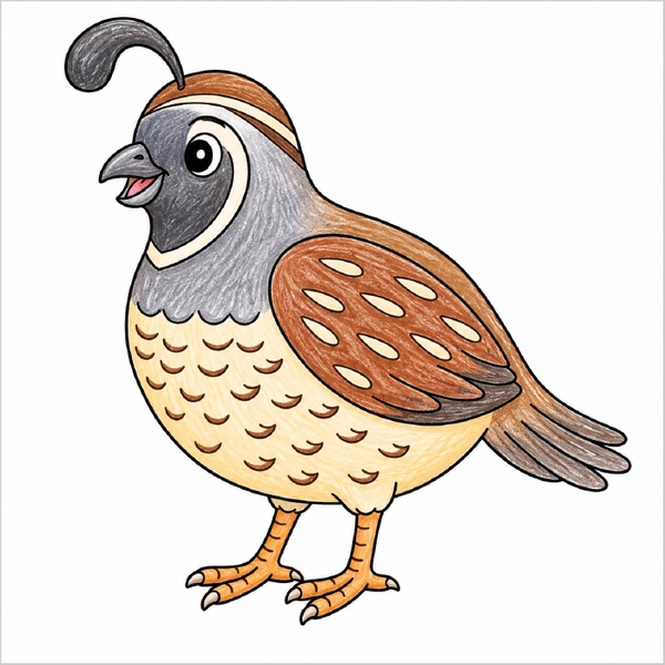 How to Draw a Quail – Easy Step-by-Step Bird Drawing for Kids