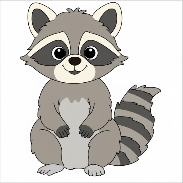 How to draw a raccoon step by step, easy woodland animal drawing tutorial for kids and beginners