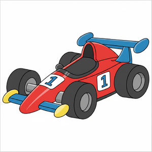 Easy race car drawing for kids step by step, simple cartoon racing car sketch tutorial, beginner vehicle drawing guide