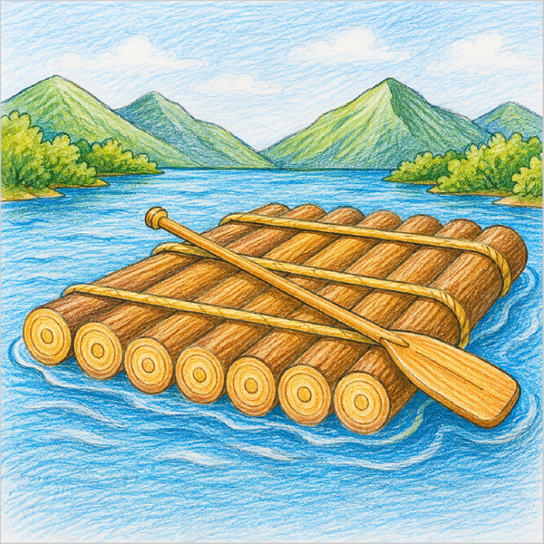 Easy raft illustration For Kids