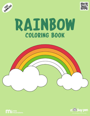 Child-friendly rainbow colouring page – colorful arched rainbow with clouds, perfect for weather lessons and creative expression.