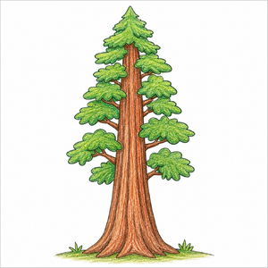 Easy redwood tree illustration
