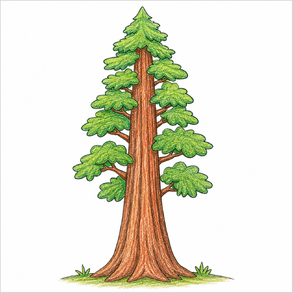 Easy redwood tree illustration