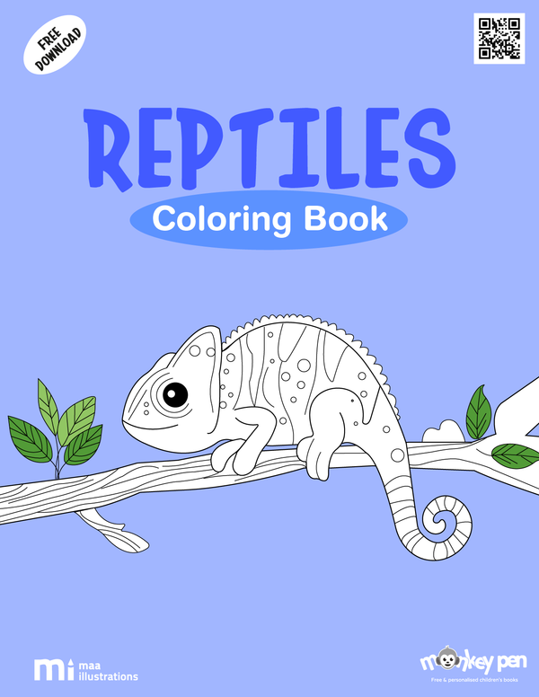 Free printable reptile colouring page for kids featuring a lizard, snake, and turtle in nature, an educational wildlife-themed PDF activity for children to colour.