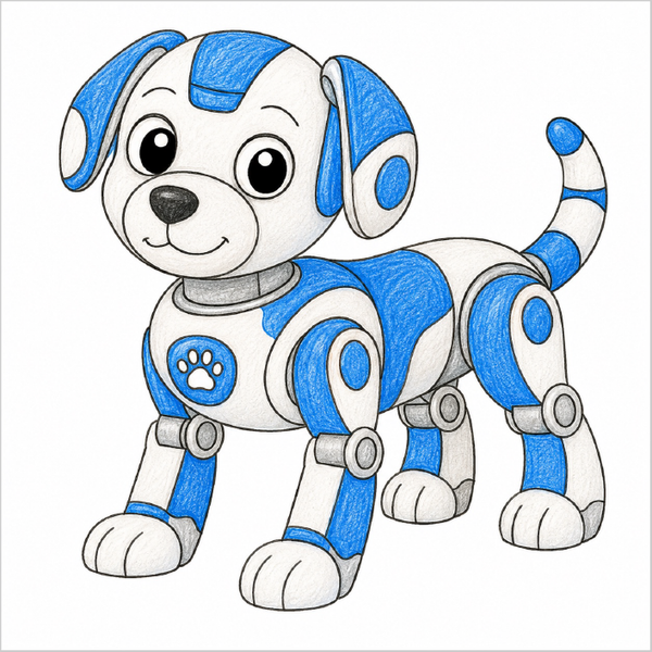 Simple robot dog drawing for kids