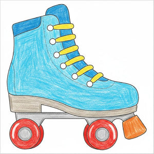 Cute roller skate illustration for children’s coloring activity