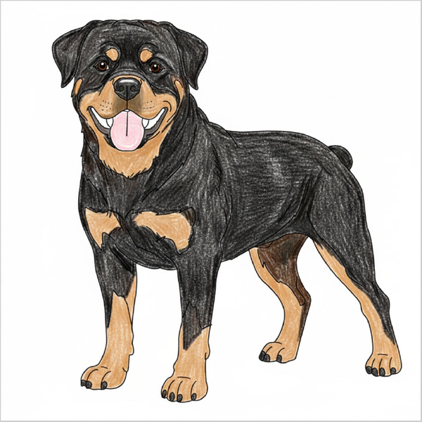 How to Draw a Rottweiler – Simple Step-by-Step Dog Drawing for Kids