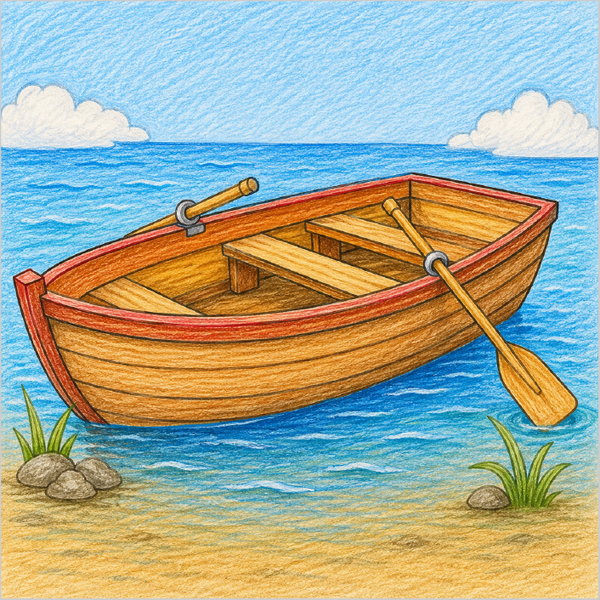 Simple row boat drawing for kids