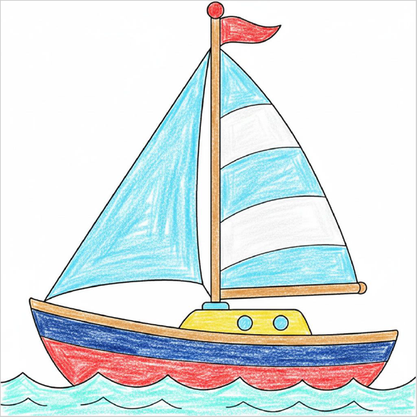 How to Draw a Sailboat – Step-by-Step Boat Drawing for Kids