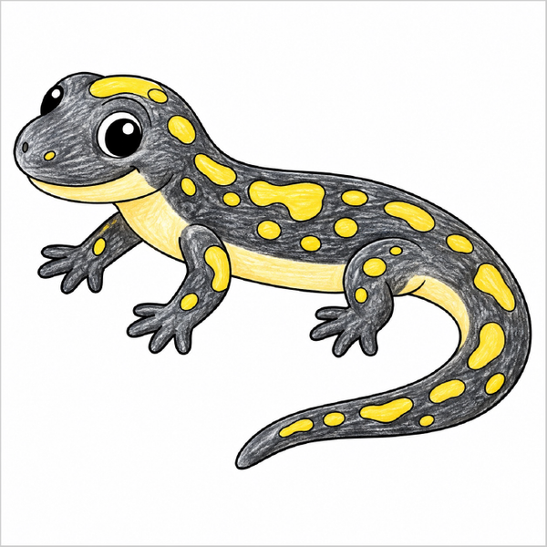 How to Draw a Salamander – Easy Step-by-Step Amphibian Drawing for Kids