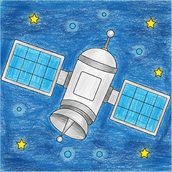 How to Draw a Satellite – Simple Step-by-Step Space Drawing for Kids