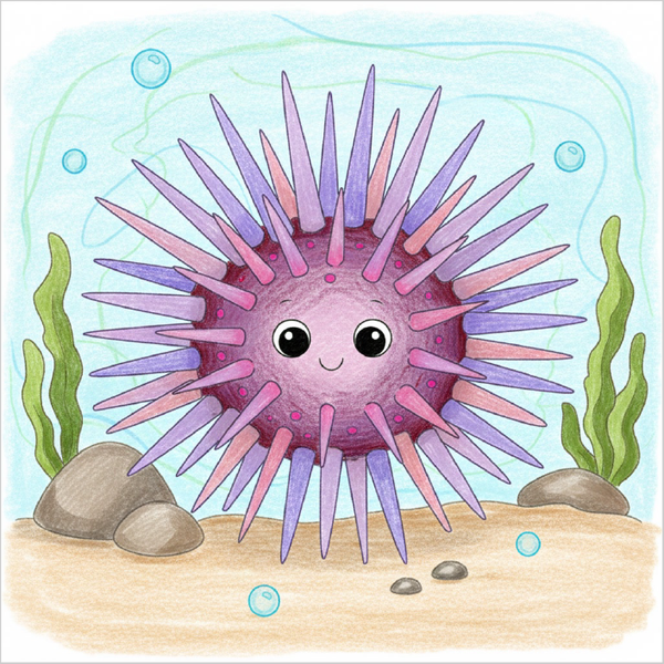 How to Draw a Sea Urchin – Simple Step-by-Step Ocean Creature Drawing for Kids