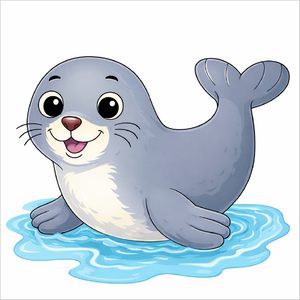 How to draw a seal step by step, easy seal drawing tutorial for kids and beginners with simple animal sketch