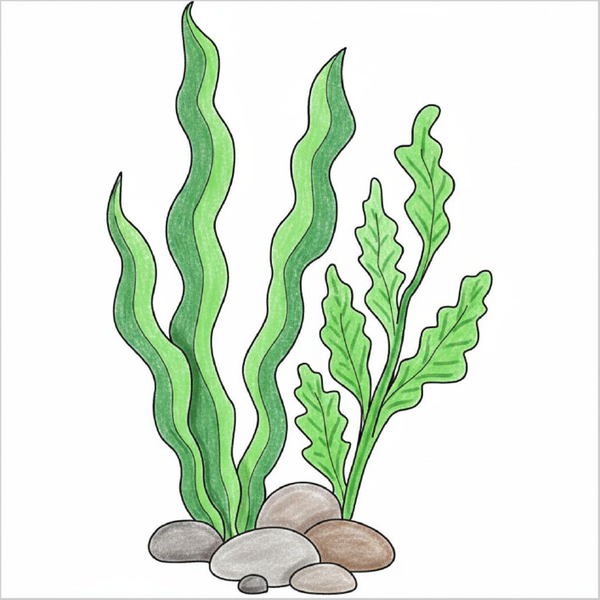 How to Draw Seaweed – Easy Step-by-Step Ocean Plant Drawing for Kids