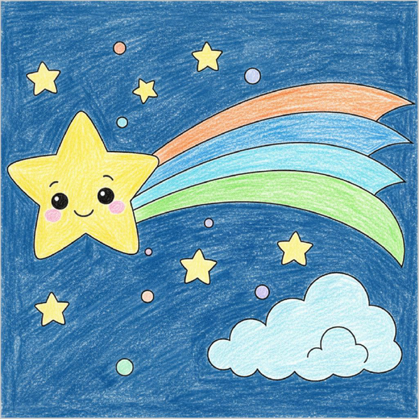 How to Draw a Shooting Star – Step-by-Step Space Drawing for Kids