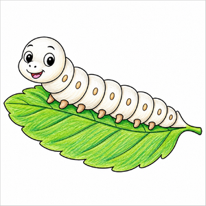 Cute Silk worm illustration for children